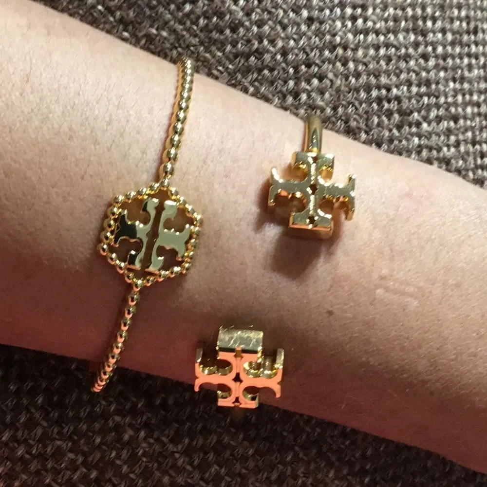 TORY BURCH KIRA 18K GOLD PLATED CUFF BRACELET - Picture 3 of 7